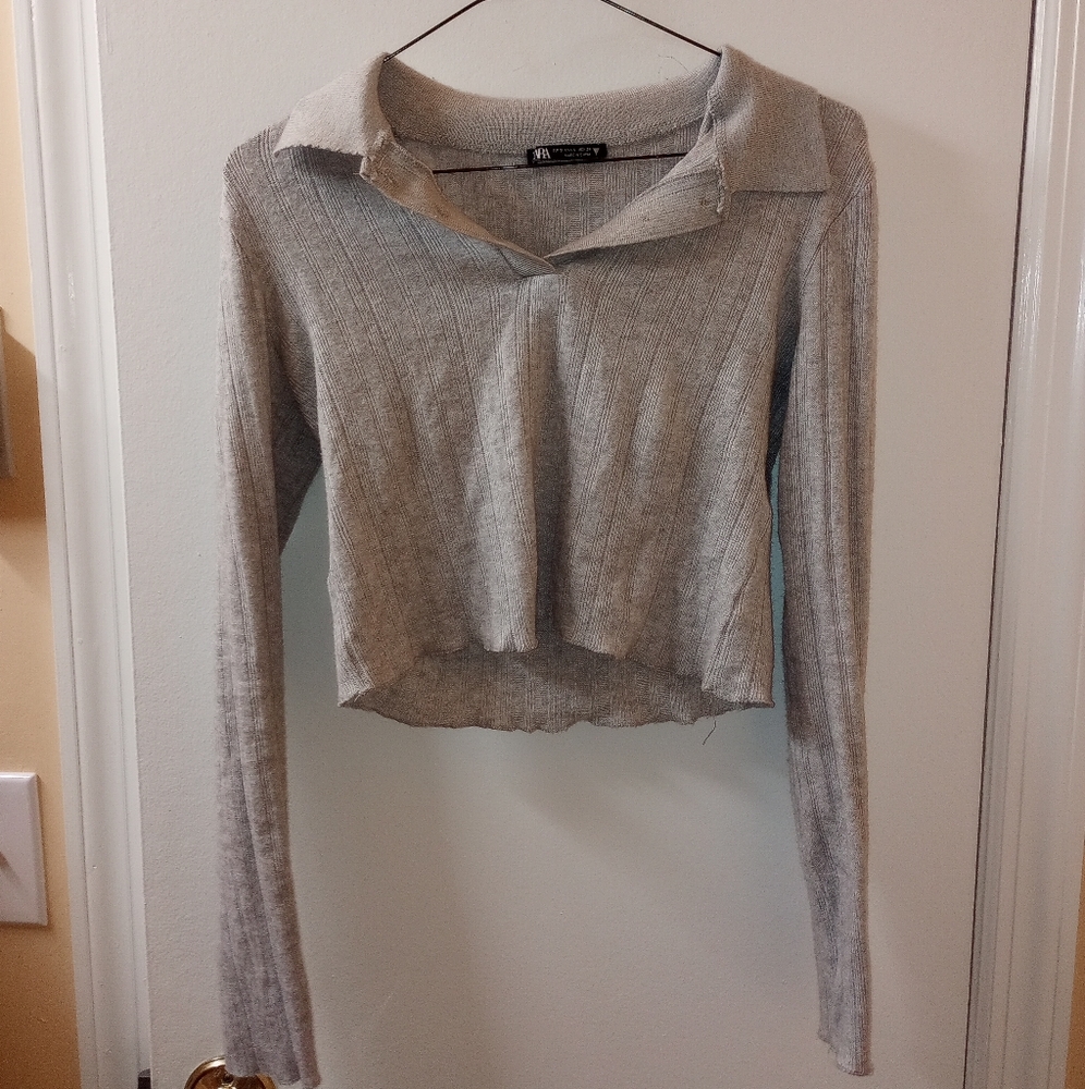 Women's gray Zara sweater top - Picture 2 of 5